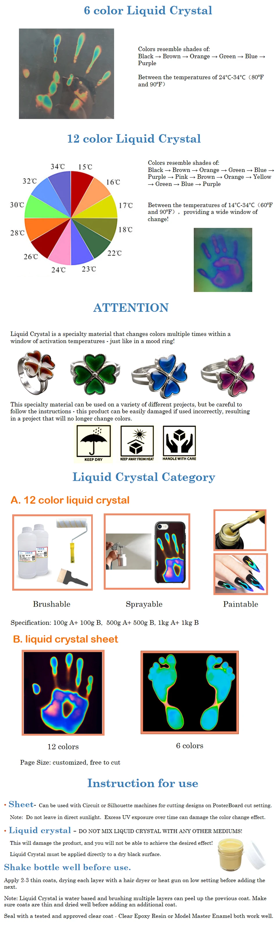 12 Color Sprayable Liquid Crystal Thermal Paint Thermochromic Ink That Change Color Buy Gel