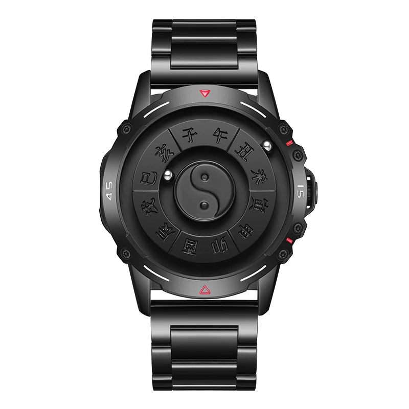 DOM Chinese Dial No Mirror Design Watch for Men Leather Strap Waterproof Sport Mens Magnetic Ball Pointer Quartz Watches 1737