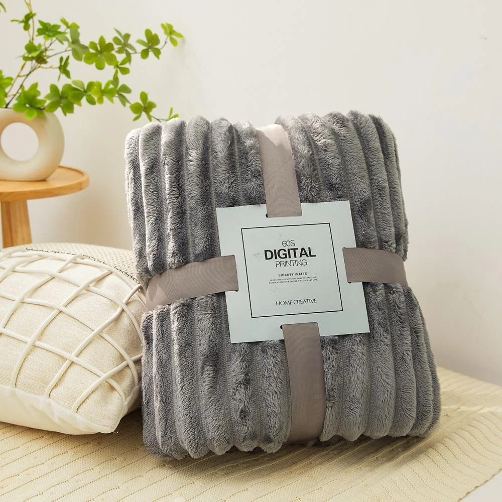 2025 Hot Sale Custom Logo Brand Personalized Fleece Throw100% Polyester Reversible Blanket Winter Knitted Sofa