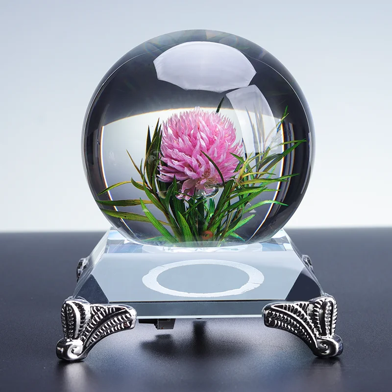 product wholesale new arrive 3d animal flower design crystal ball with base led light lamp for promotional gift-37