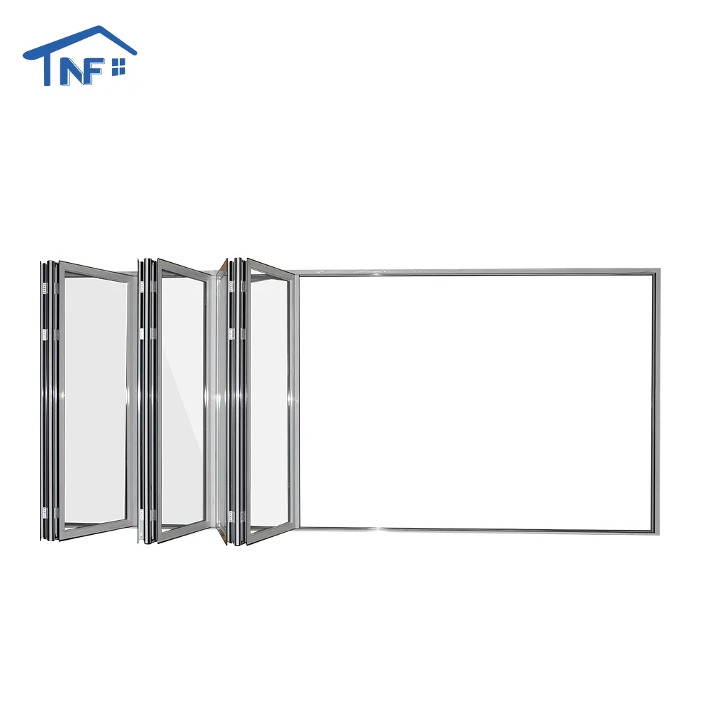 NFRC Patio Soundproof Bifold Doors Foldable Door Tempered Glass Aluminum Sliding Folding Doors