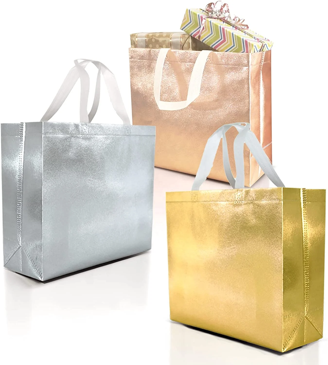 Glossy Reusable Grocery Shopping Non-woven Tote Bag Foldable Eco pp Non Woven Bag for Birthday Party Wedding