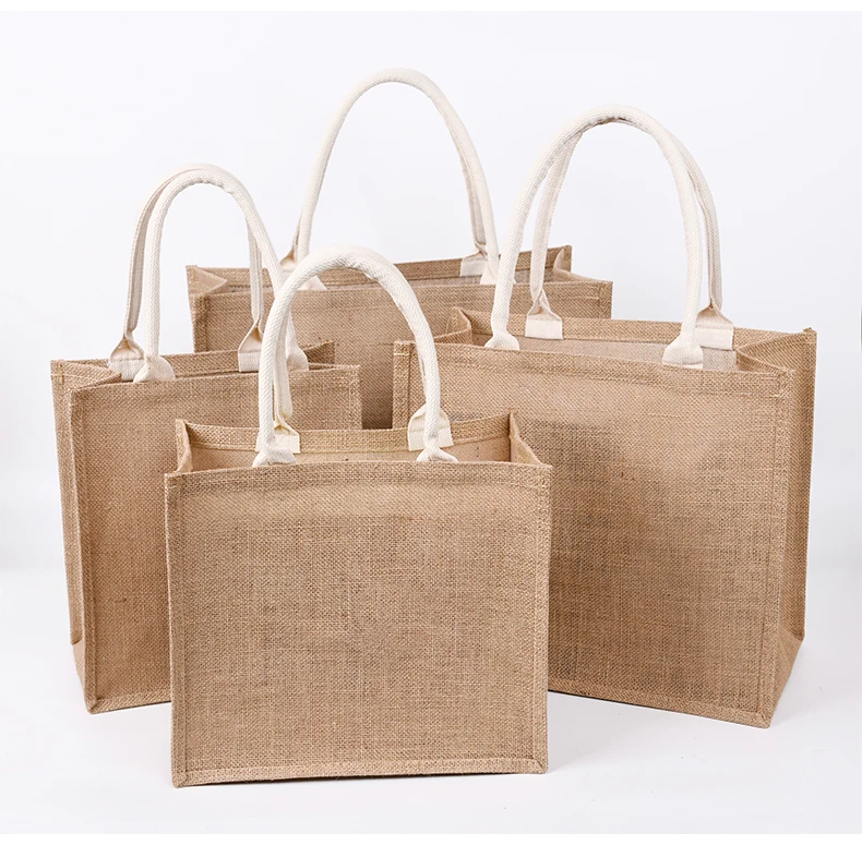 Custom logo branded factory price reusable tote environmentally friendly jute shopping bag for advertising