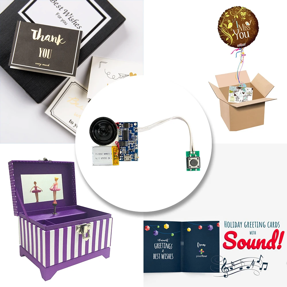 Factory Direct USB Downloadable MP3 Music Sound Module IC PCB Speaker for Greeting Cards Press-Button Control Activated