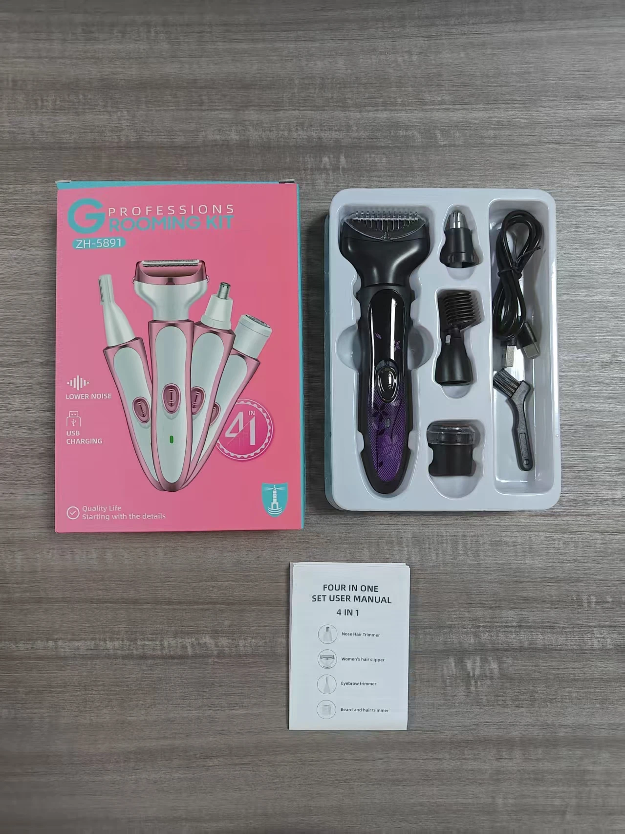 Four in One for Shaving Eyebrow Trimming Nose Hair Removal USB Charging New Cross-border Exclusive Grooming Kit  Electric Shaver details