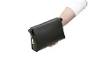 Black-natural embossed milled leather