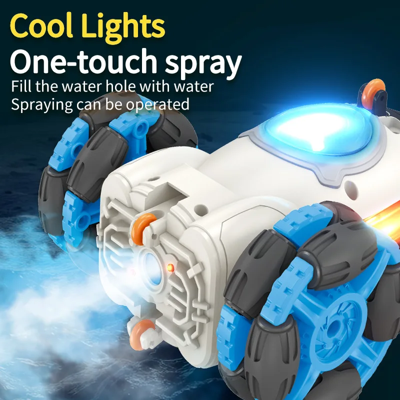 Led Light Rocket Car Remote Control Stunt Car 360 Degree  Rotation Space Vehicls Rc Car with Smoke Mist Spraying
