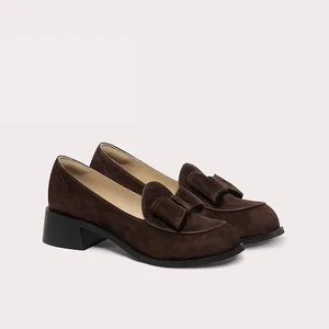 New High-Quality Wholesale Custom Women's Suede Loafers Comfortable Med Heels Shoes Moccasins Women's Shoes Wholesale