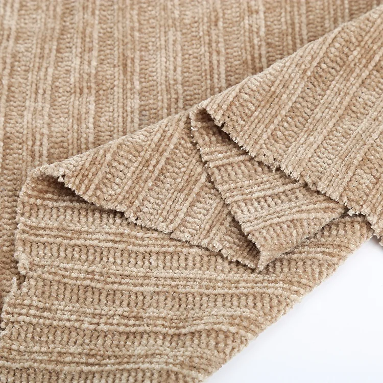 China Professional Factory 100% Polyester Velvet Chenille Knitting Fabric 3*3 Rib for Woman