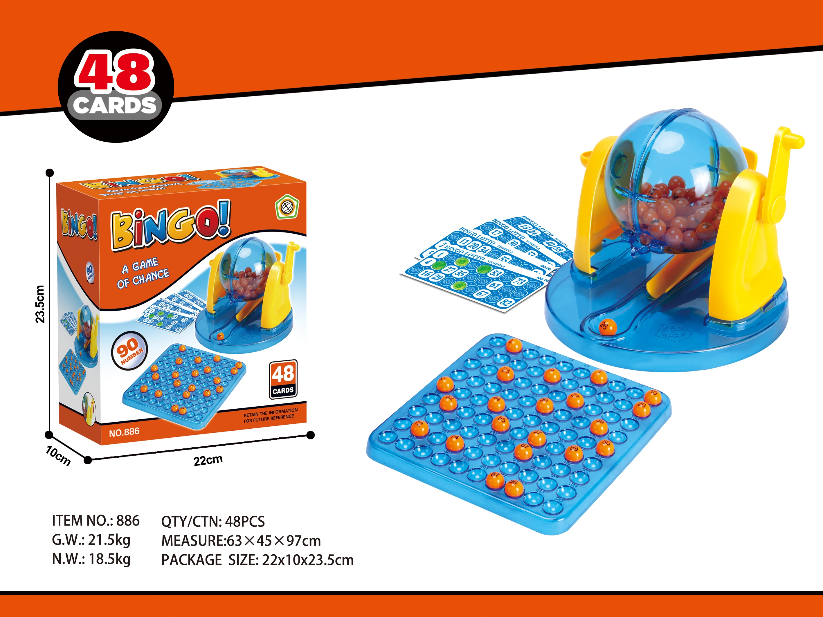 Классический пластиковый ручной Бинго-лотерейный автомат, игрушка с 48 картами, игровой набор для вечеринки, азартные игры