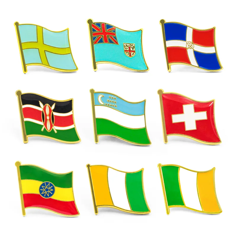 Custom Metal Pins Enamel Flags Pin Lapel Zinc Alloy Gold Australia Flags Badge for Souvenirs Qatar Flag Pin Brooch