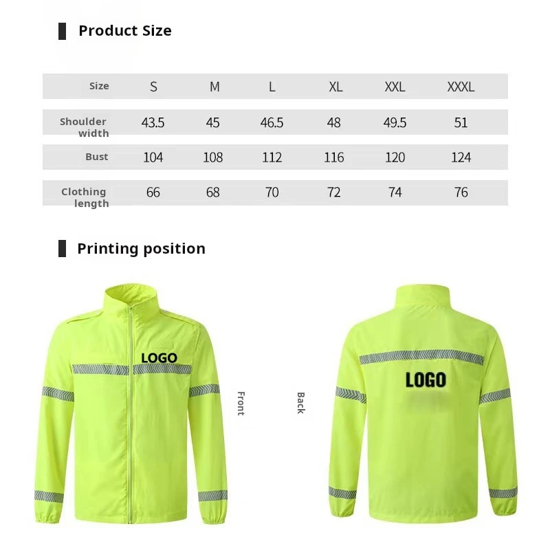 Sun Protection Safety Jacket Hi-Vis Lightweight Thin Windbreaker Jacket For Outdoor Worker