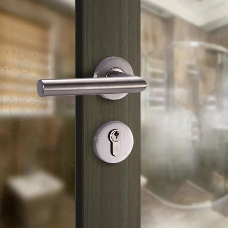 High Modern European Style Stainless Steel 304 Bedroom Door Lever Handle Satin Black Gold Interior Lock Wooden Door Building 13