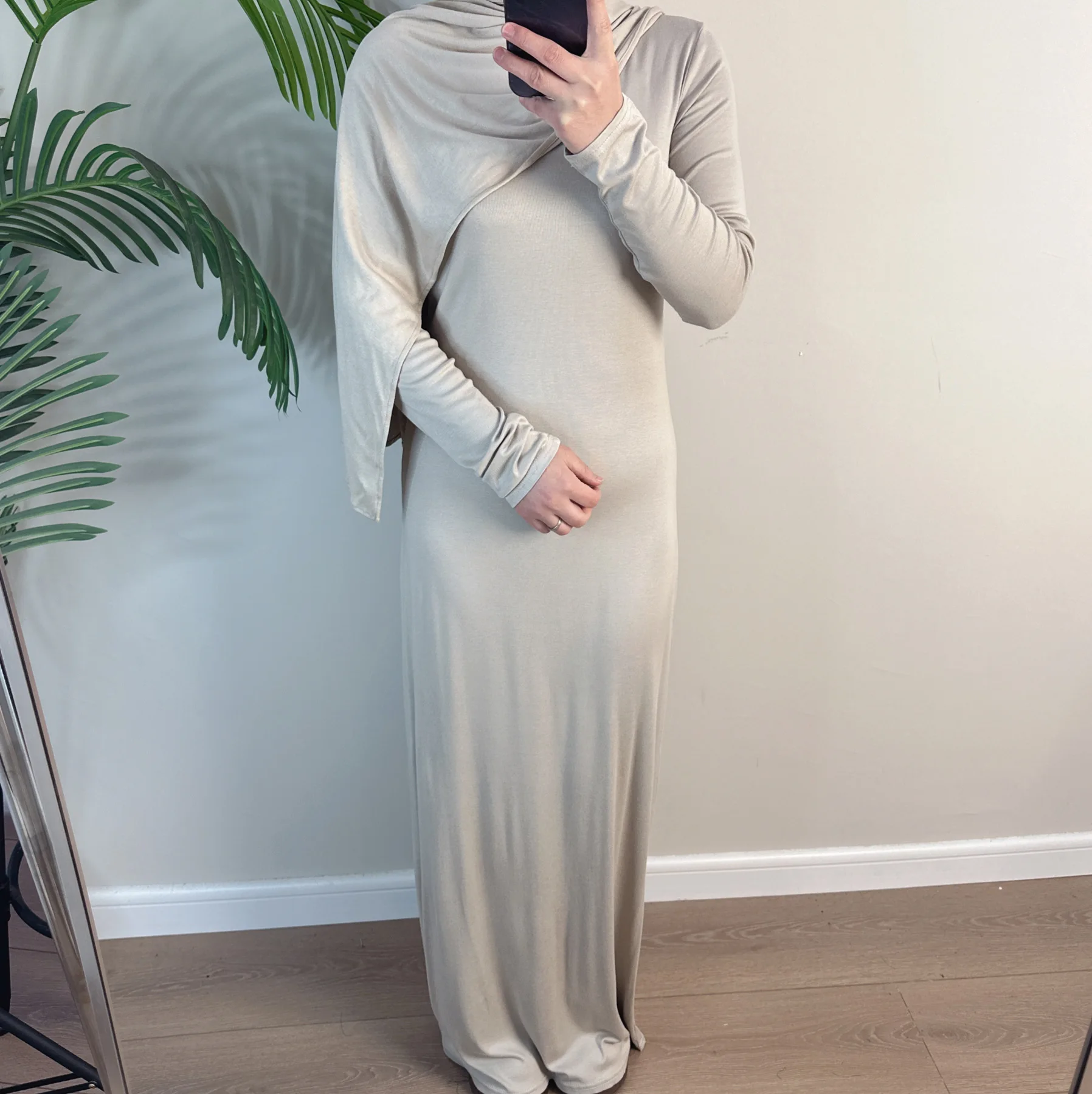 2025 Latest Design Muslim Modest Modal Dress Middle East Egypt Solid Color Gamis Soft Abaya for Women