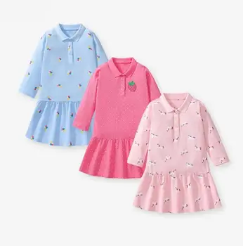 2024 European and American style baby dresses cartoon girls long-sleeved dress autumn pure cotton princess dress