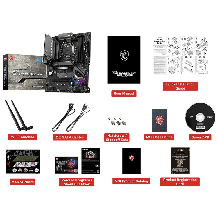 MSI MAG B560 TOMAHAWK WIFI LGA1200対応 ゲーミングマザーボード 中古