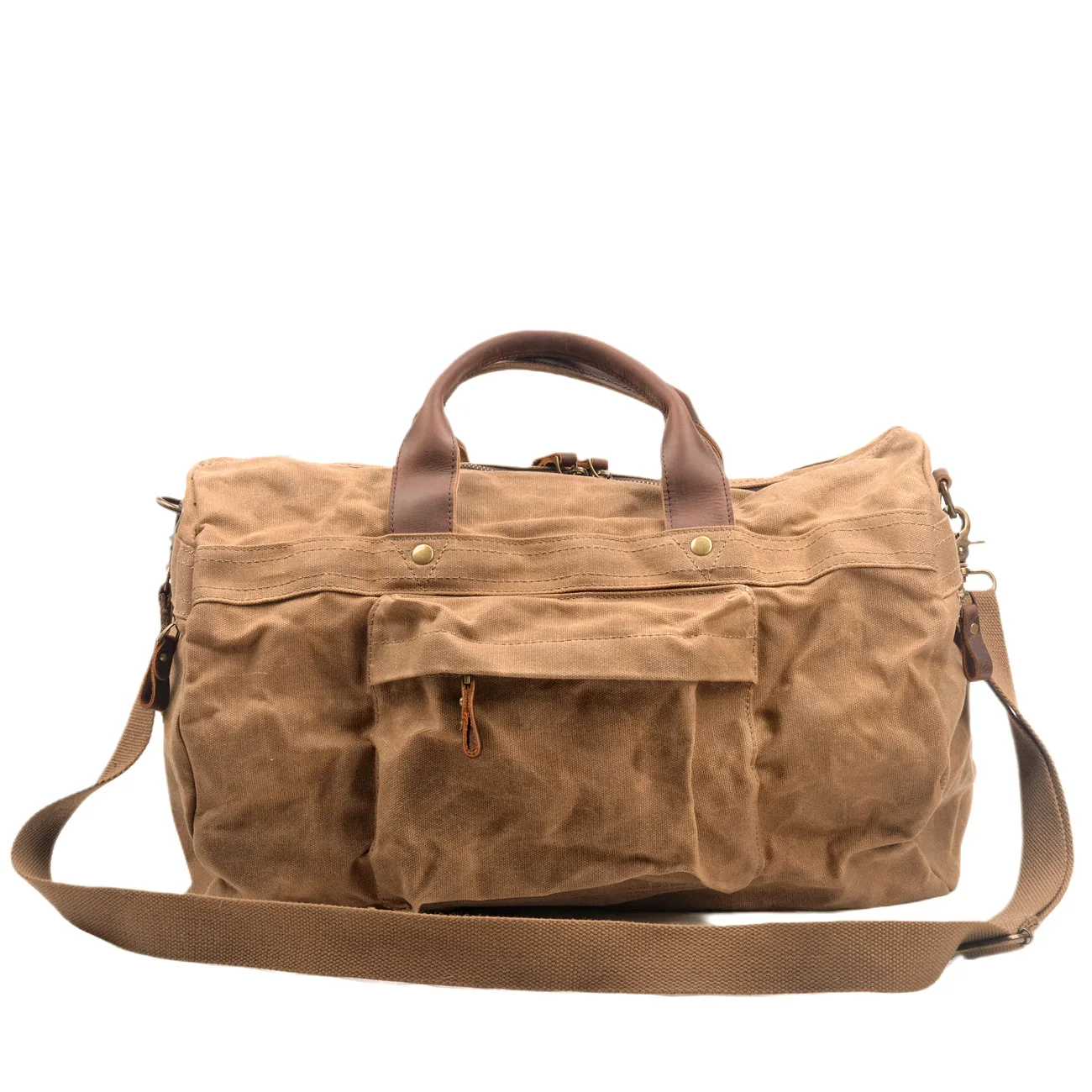 Leisure oil wax canvas travel handbag outdoor large capacity travel bag Single Shoulder Messenger Bag