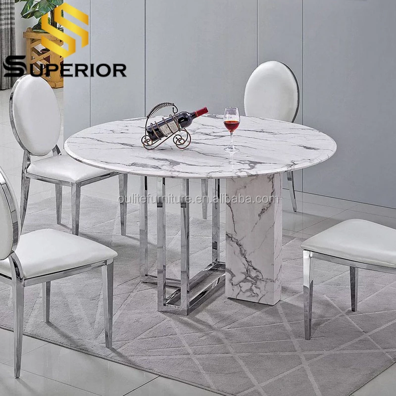 Italian Luxury Round Withe Marble Dining Table Ste 6 Chair Stainless Steel Metal Base Buy Marble Dining Table Set 6 Chair Round Dining Table Luxury Italian Dining Table Product On Alibaba Com