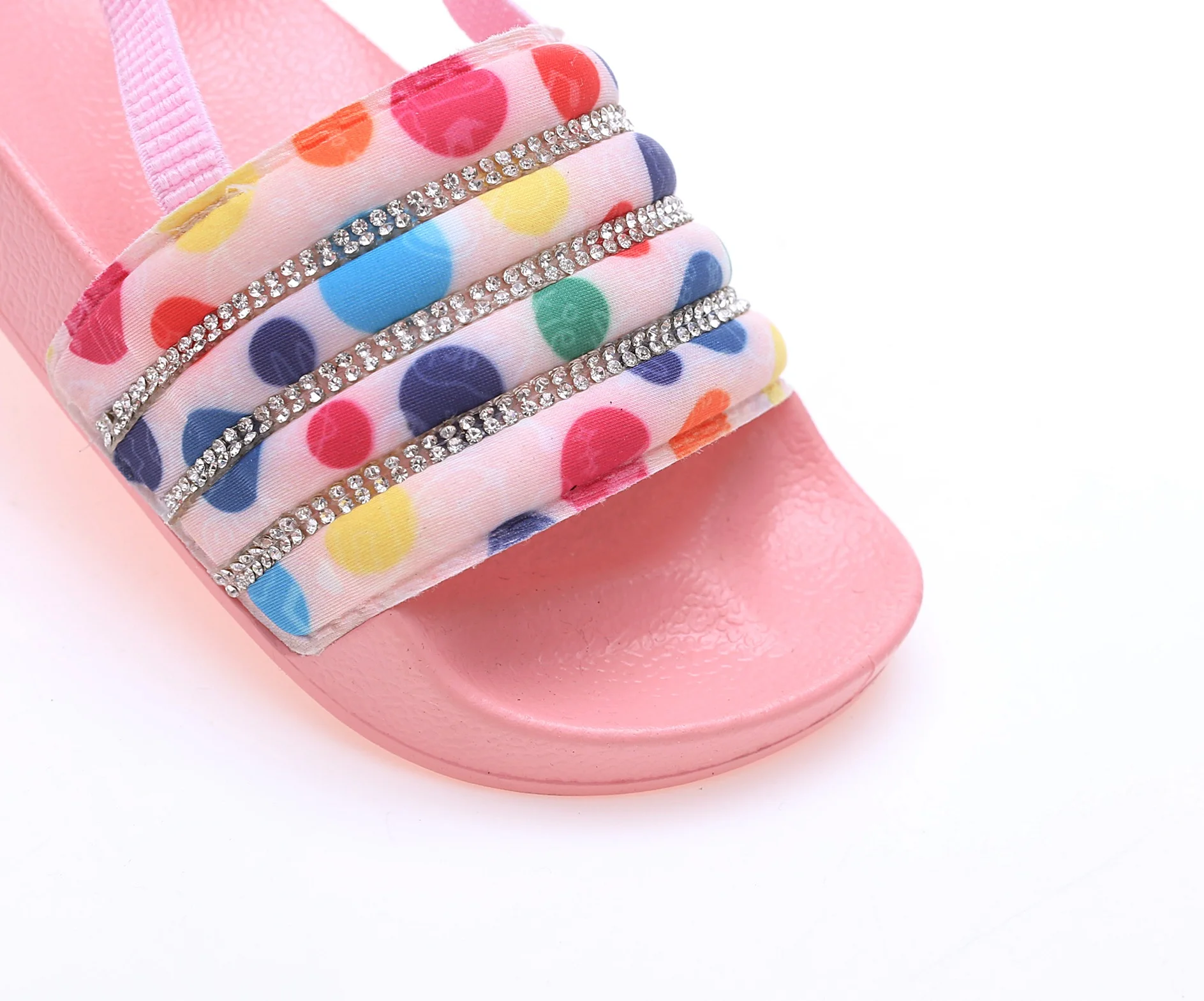 Обувь оптовая продажа детские сандалии из ПВХ тапочки летние для девочек с кристаллами алмазами блестящими радужными шлепанцами пляжные детская