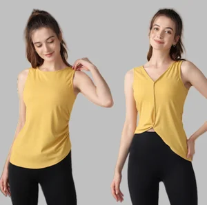 Custom Logo Top That Can Be Worn on Both Sides Casual Sleeveless Active Yoga Tops Sports Summer Designer Tops for Women Stylish