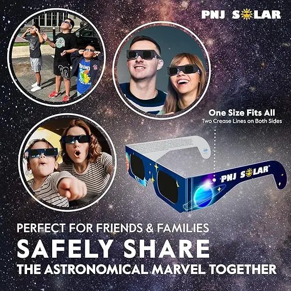 Solar Eclipse Glasses Approved AAS, CE and ISO Certified Safe for Direct Sun Viewing