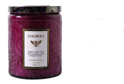 Good Quality  Embossed Candle Jar Candle Container Clear Glass 3 Stack Candle Container