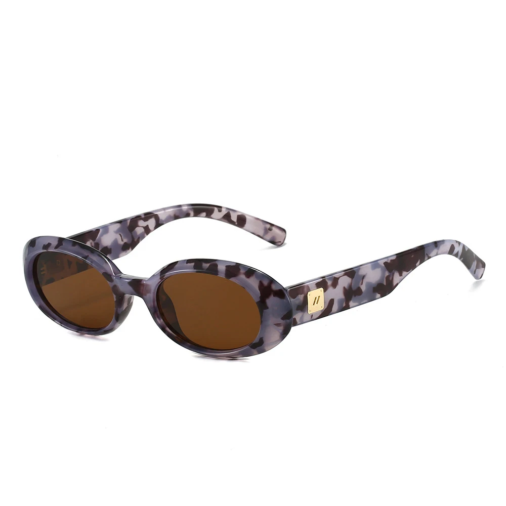 2024 Classic Vintage Leopard Brown Oval Sunglasses for Men  display picture 1