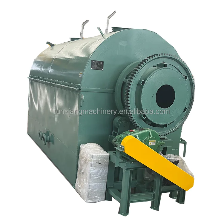 Hot Air Flow Continuous Rotary Biochar Pyrolysis Carbonization Stove Bio Carbon Charring Furnace Wood Charcoal Making Machine