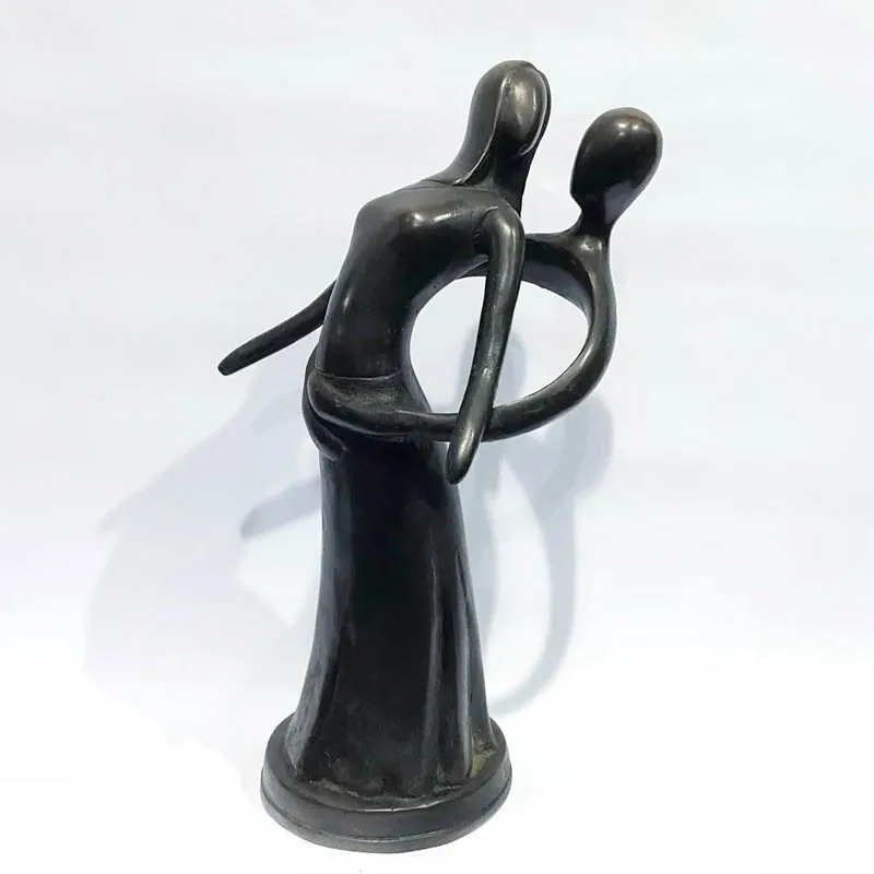 Polyresin Abstract Statue  Acrobatic Dancing Couple in Bronze Colors