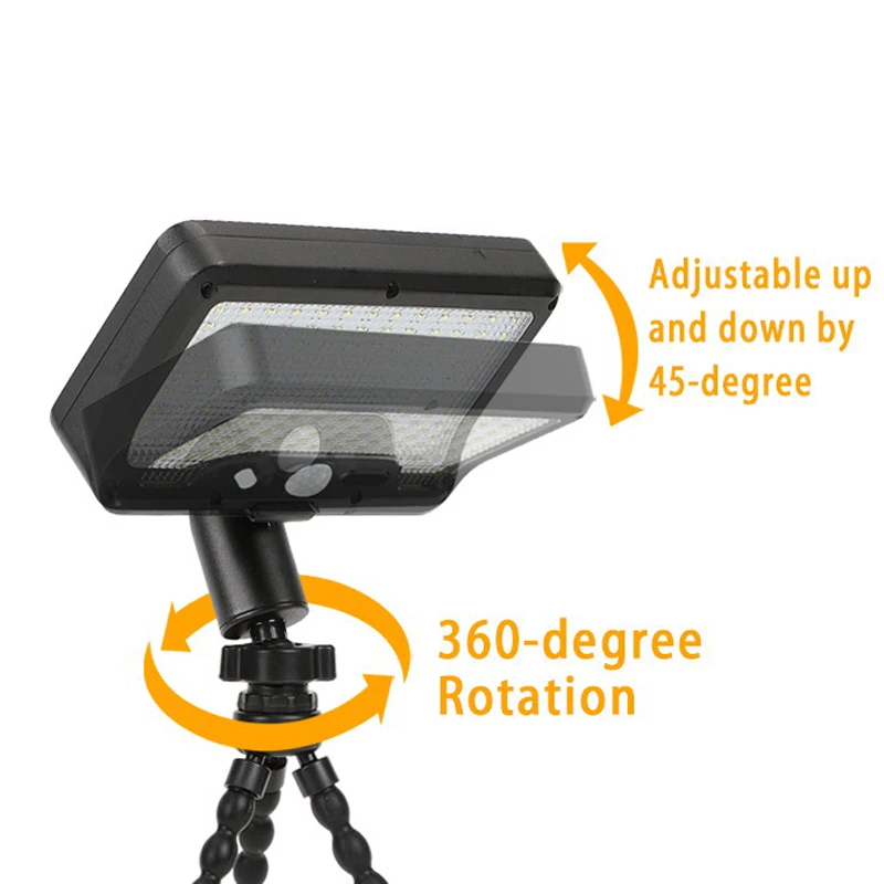 Novo design à prova d'água com suporte de polvo, 92 luzes de jardim solares LED tipo C, sensor de movimento recarregável, luzes de cerca solares LED