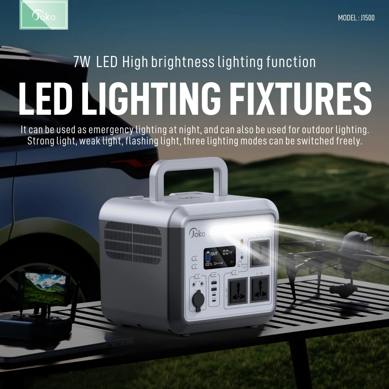 JOKO 2025 Portable 1500W Power Station with Wireless Charging
