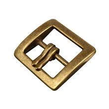 Carosung Custom Solid Antique Brass Double Prong Pin Buckle for Men 1.5"