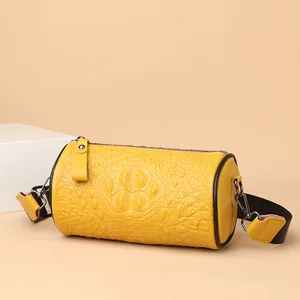 Wholesale Real Genuine Croc Leather Yellow Ladies Fashion Crossbody Handbag Purse for Women
