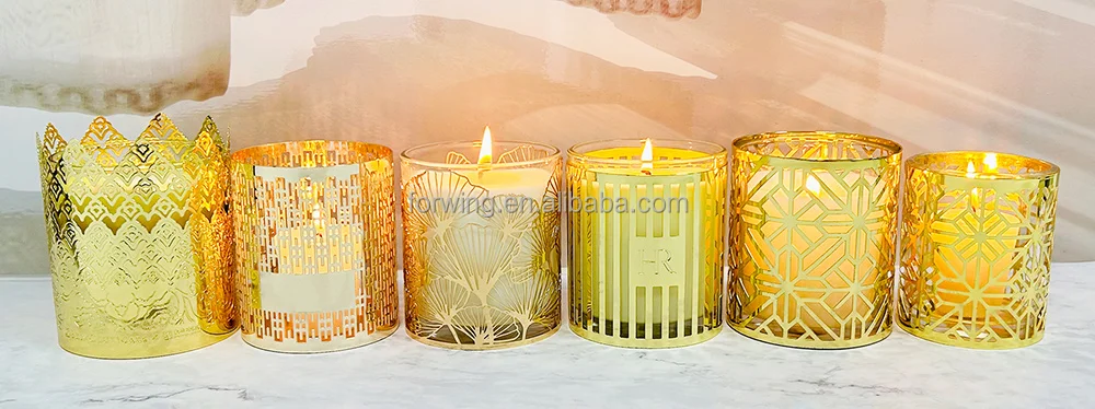 3-Wick Scented Candle Holders Clear Glass Jar with Metal Sleeve Customizable Logo Christmas festival Decoration Made of Iron supplier