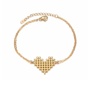 Jewelry Set New Design Heart Shaped Ball Bracelet Set Pendant Chain Friendship Big Heart Bracelet Women Girl