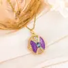Xl4591 ribbon-style photo clip necklace-gold-purple