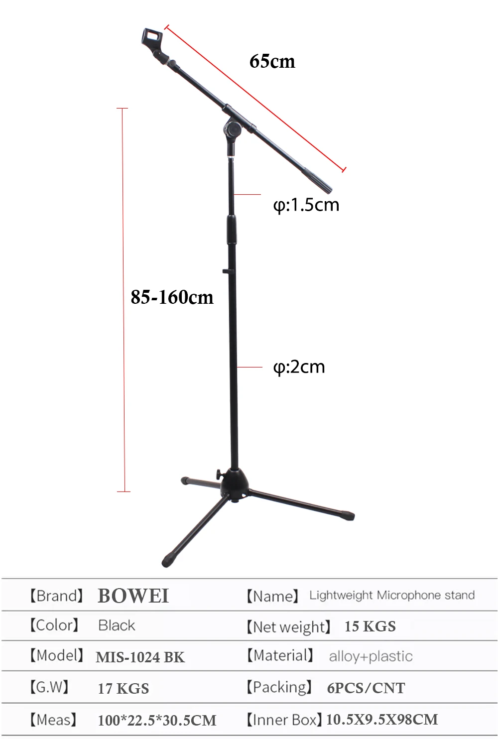 Mis1024bk Professional Adjustable Folding Tripod Heavy Duty Flexible