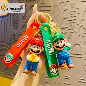 high quality Mini Super Mario Bross 3d Cartoon Car Keychain For Schoolbag Pendant Gift