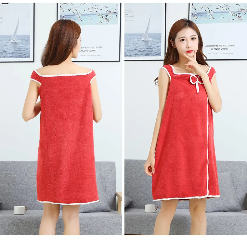 Coral Fleece Body Scrub Towel Women Bath Towel Logo Dress Skirt Big Towel Strong Water