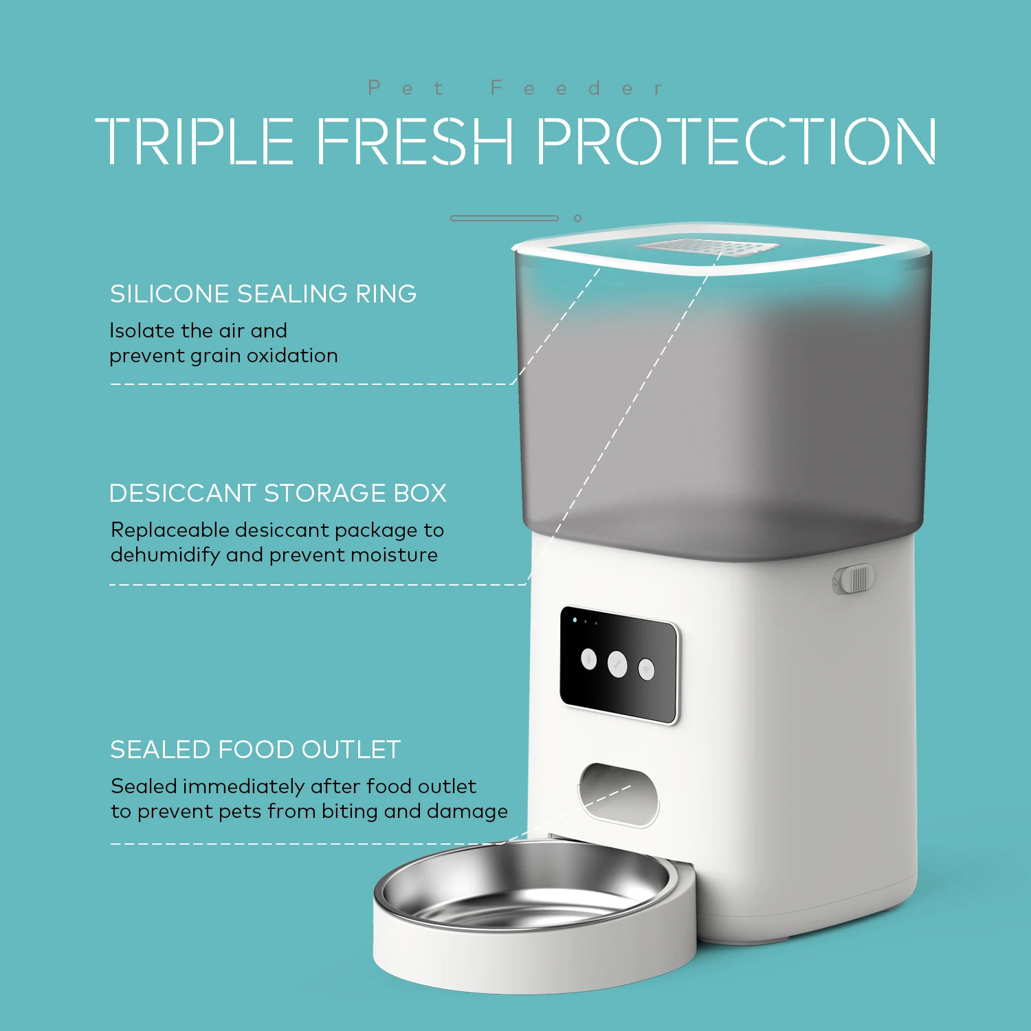 6l Stainless Steel Wifi Pet Feeder Cat Automatic Feeder Dog Remote