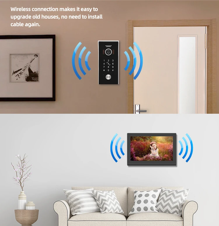 IP Wifi Tuya Smart Video Door Phone Intercom Ring Door Bell Camera Code Access Control Card Access Touch Screen