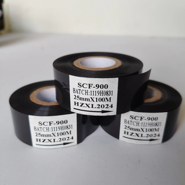 SCF900 25mm*100mCoding Machine Ribbon Suitable for HP241B HP241G HP501 Hot Coding Machine Carbon Ribbon Packaging Machine Ribbon 2
