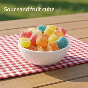 Mixed Fruit Flavored Cube Gummies Liquid Candy in Box Packaging Bulk Multi-Colored