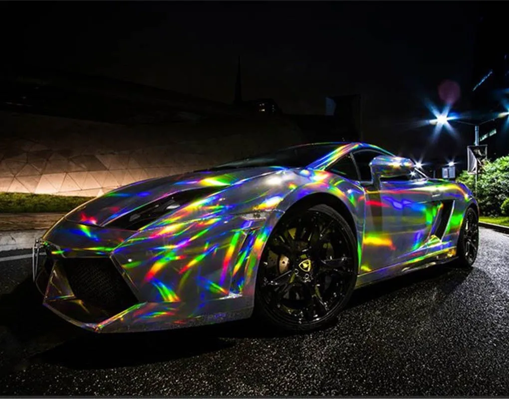 Autocollant laser en vinyle pour voiture, film holographique irisé