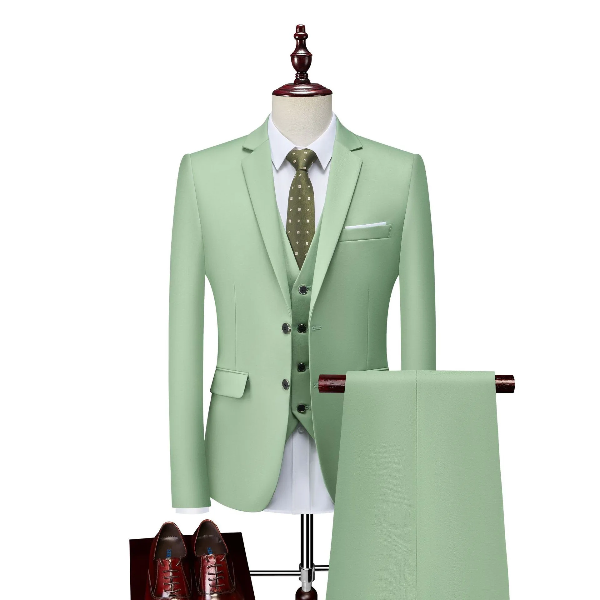 Y2603 British Style Business Suit for Men Slim Fit Jacket+Vest+Pant 3 Piece Set Formal O aperçu 10
