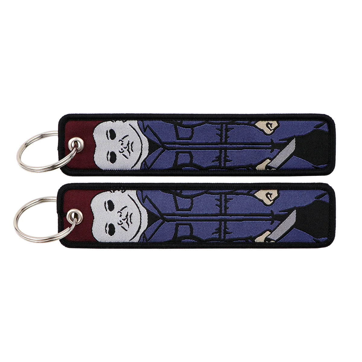 新款万圣节钥匙圈批发定制吓人鬼脸钥匙标签刺绣钥匙圈飞行标志编织钥匙圈动漫, image size:1200x1200