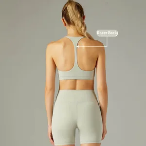Hot Selling Sleeveless Yoga Wear Set Sports Bra Biker shorts Custom Logo