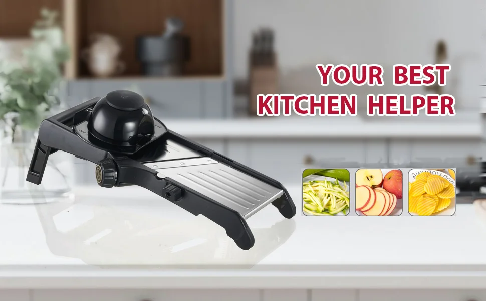 GRAMERCY KITCHEN CO. Adjustable Stainless Steel Mandoline Food Slicer,  Black $64.99 - PicClick