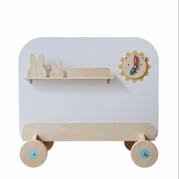 New Wooden Movable Drawing Board Storage Bookshelf Bookcase Other Baby Educational Push/drag Classic Toys Kids Animals Ce