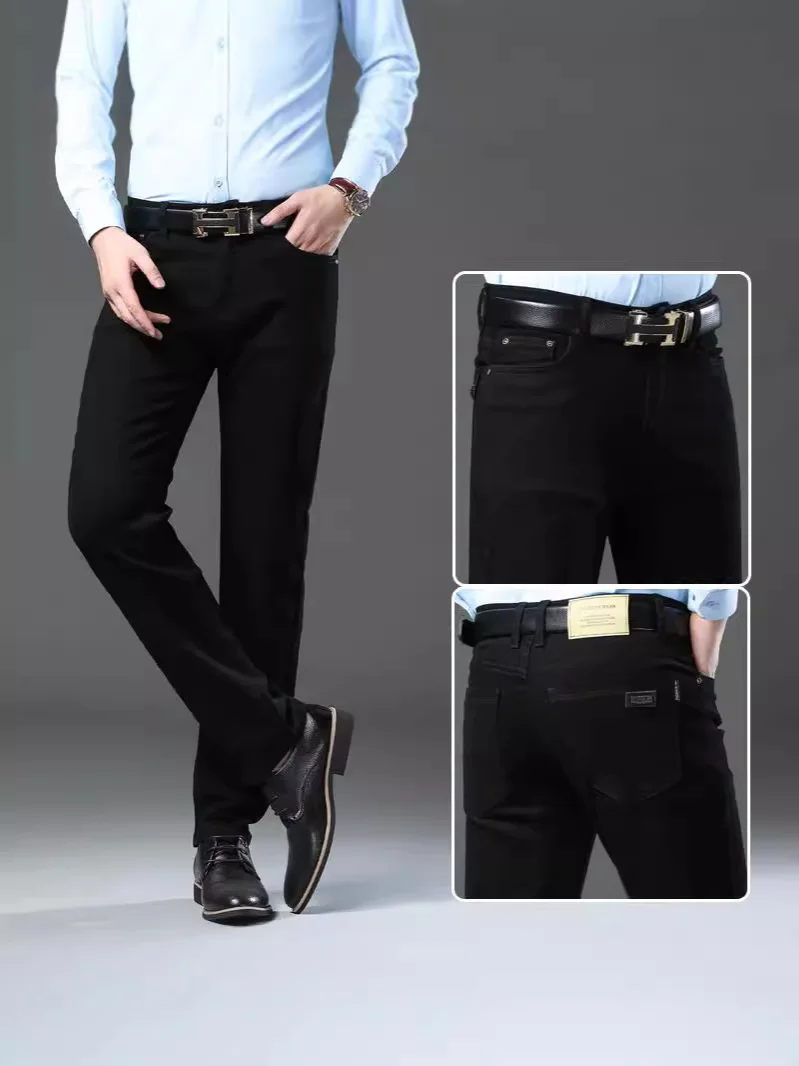 New Spring Large Size Men's Casual Pants Straight-Leg Stretchy Comfortable Breathable Cotton Blend Mid-High Waist Fashionable